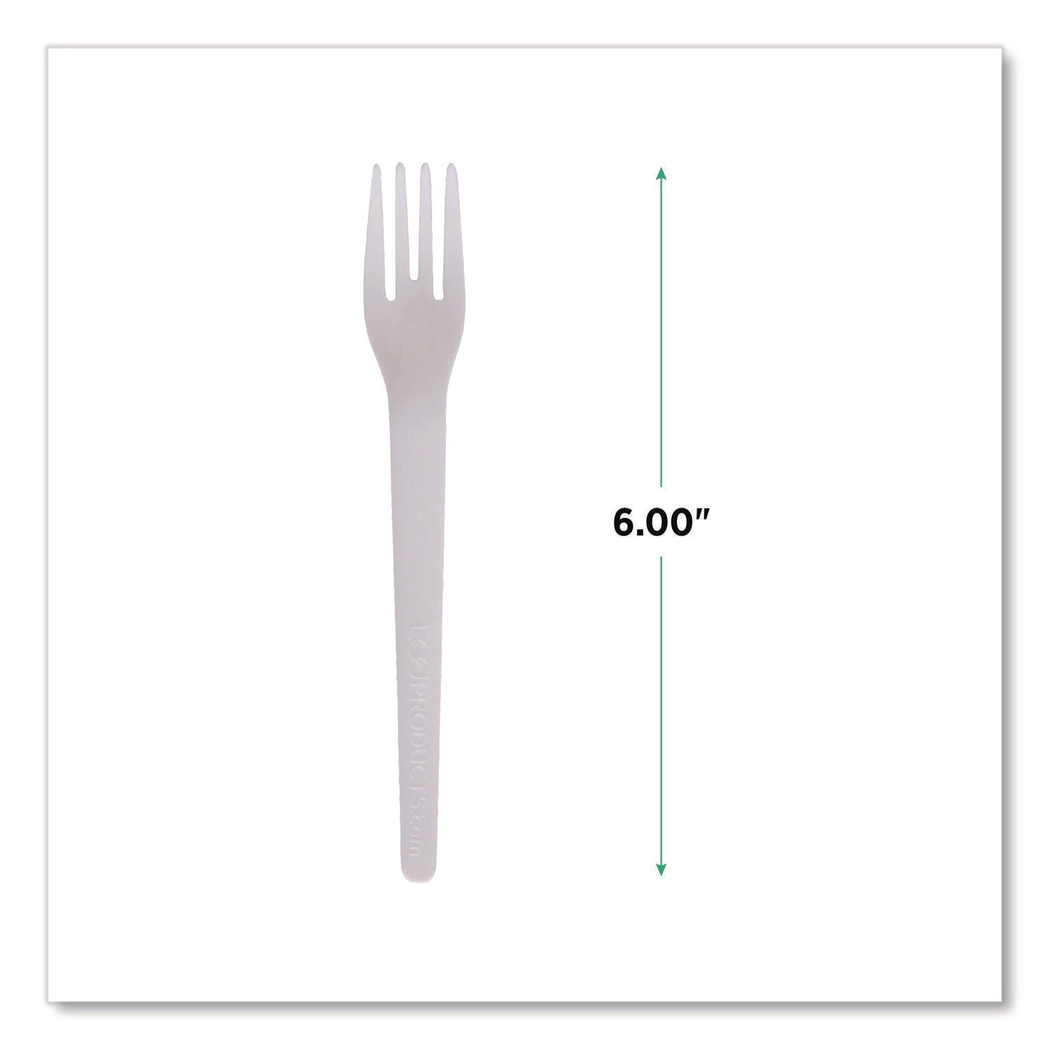 Plantware Compostable Cutlery, Fork, 6", Pearl White, 50/Pack, 20 Pack/Carton