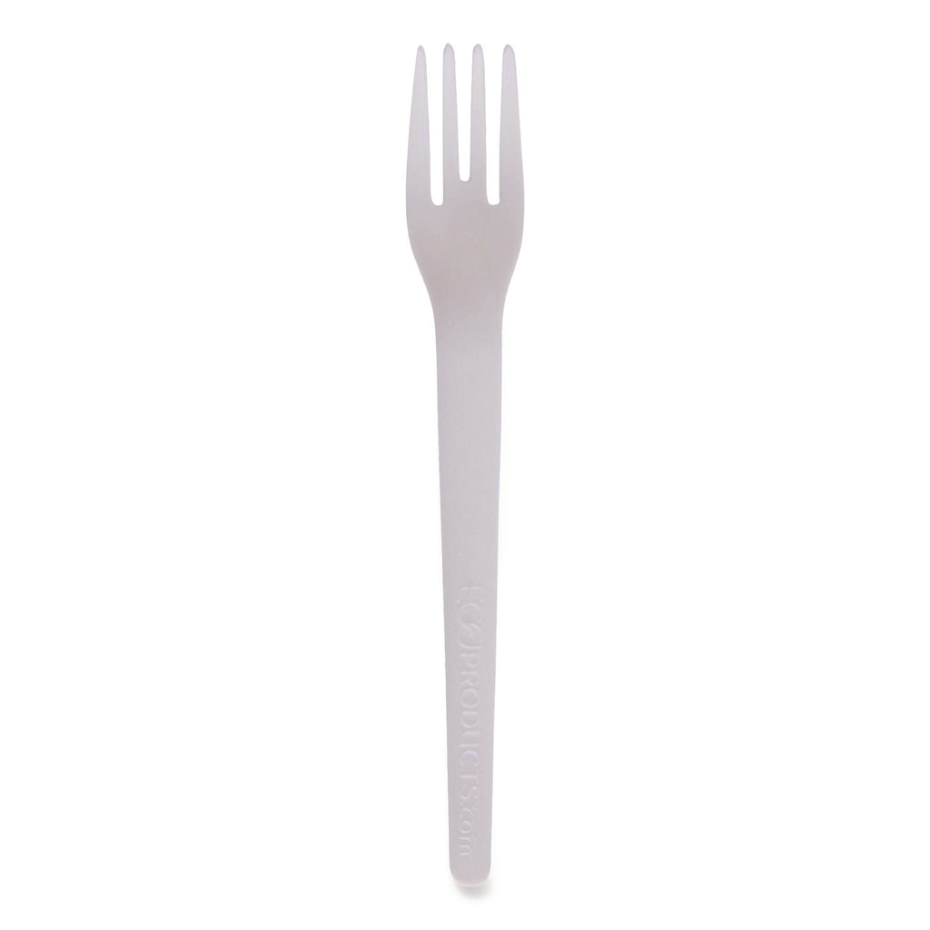 Plantware Compostable Cutlery, Fork, 6", Pearl White, 50/Pack, 20 Pack/Carton