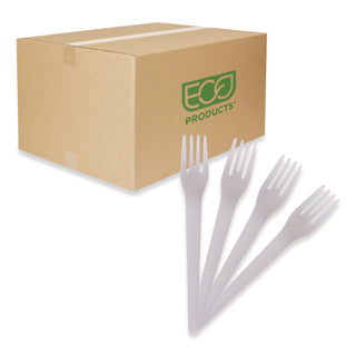 Plantware Compostable Cutlery, Fork, 6", Pearl White, 50/Pack, 20 Pack/Carton