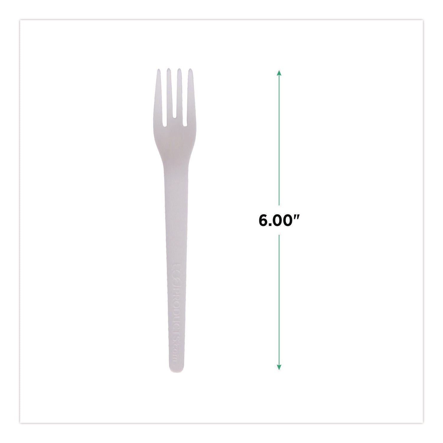 Plantware Compostable Cutlery, Fork, 6", White, 1,000/Carton