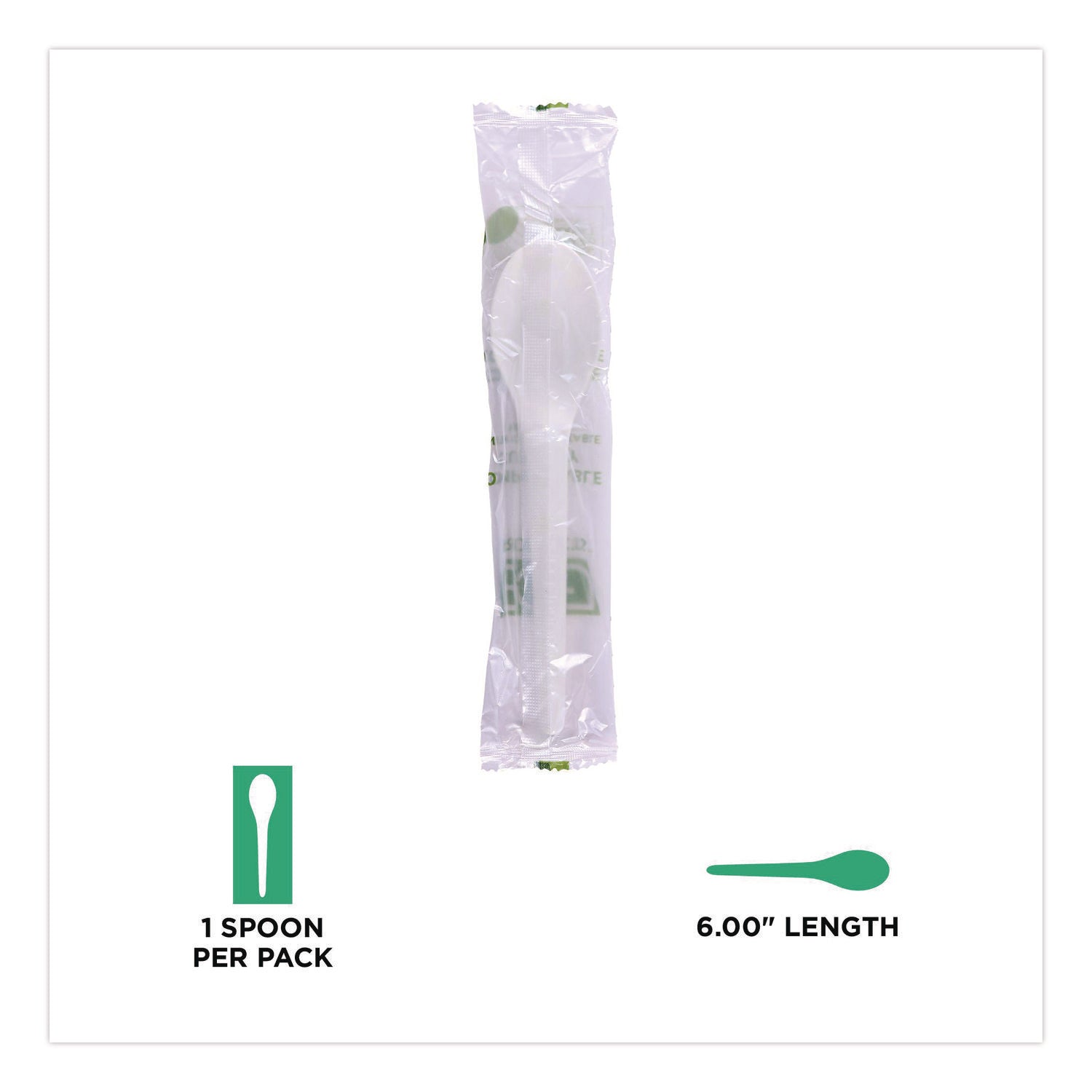 Plantware Compostable Cutlery, Spoon, 6", White, 1,000/Carton