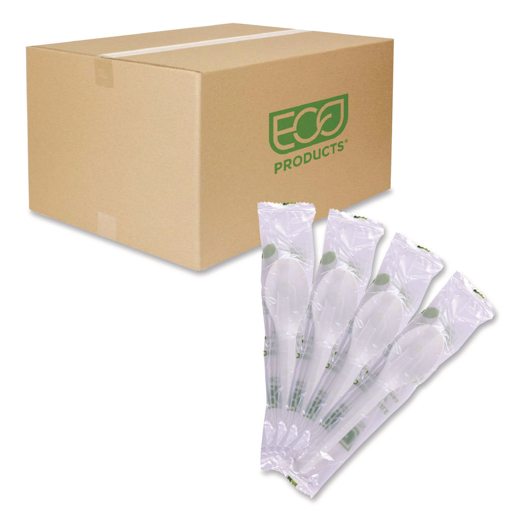 Plantware Compostable Cutlery, Spoon, 6", White, 1,000/Carton