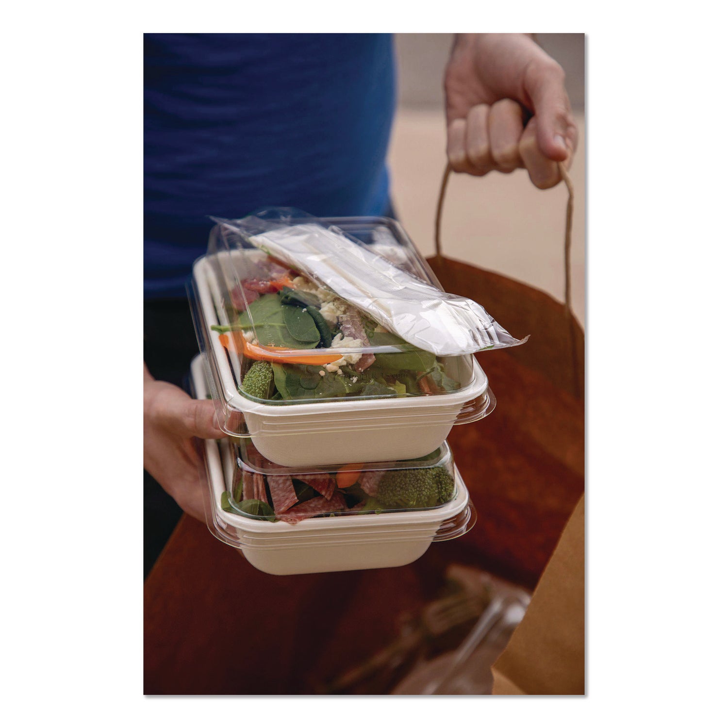 Plantware Compostable Cutlery Kit, Knife/Fork/Spoon/Napkin, 6", Pearl White, 250 Kits/Carton