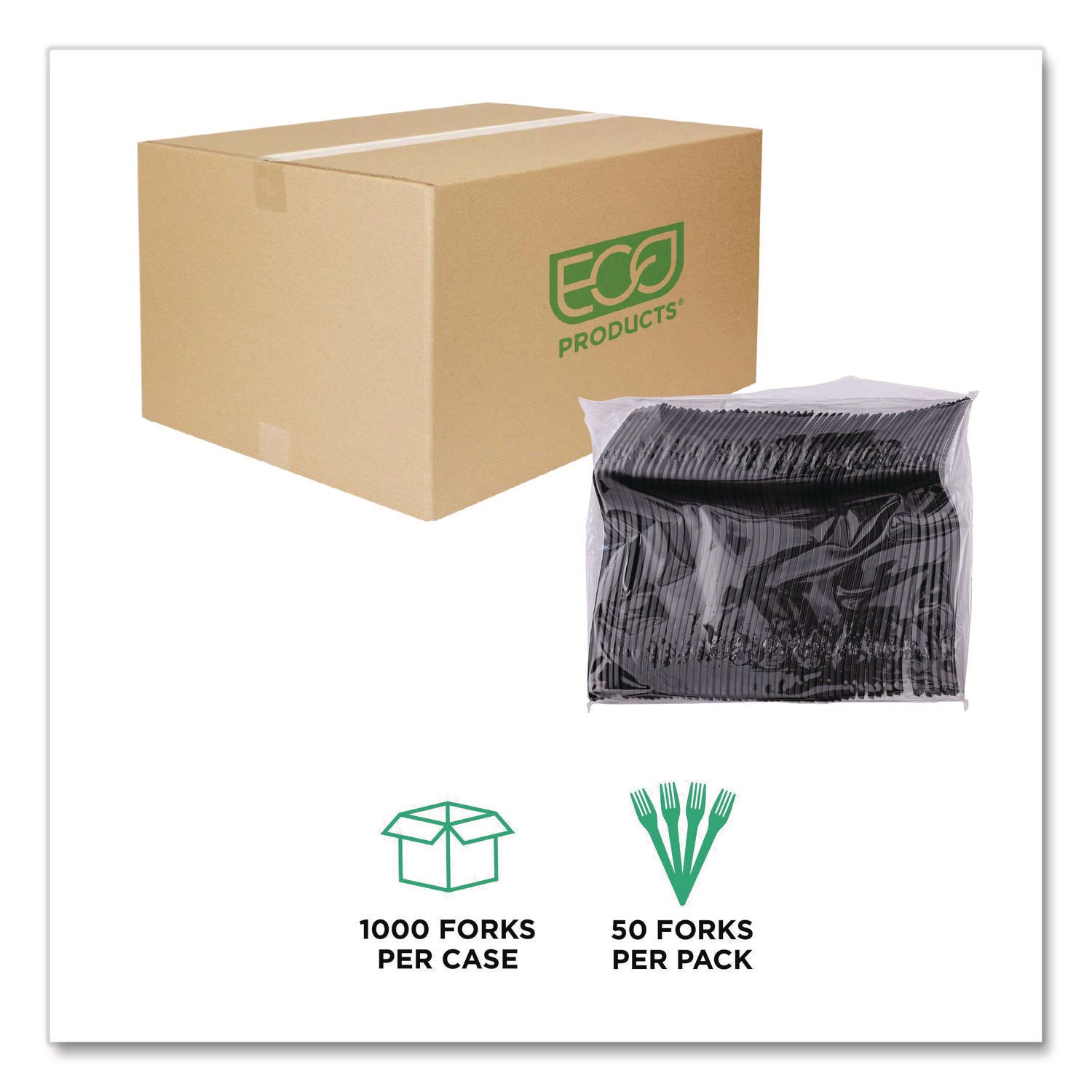 100% Recycled Content Fork - 6", 50/Pack, 20 Pack/Carton
