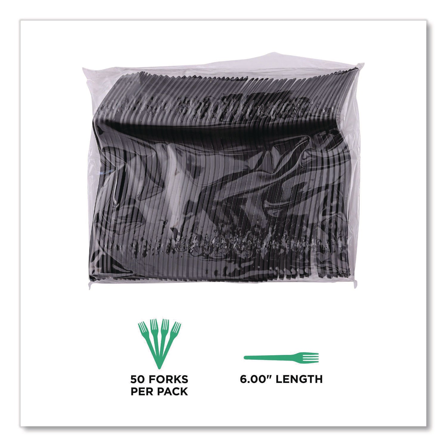 100% Recycled Content Fork - 6", 50/Pack, 20 Pack/Carton