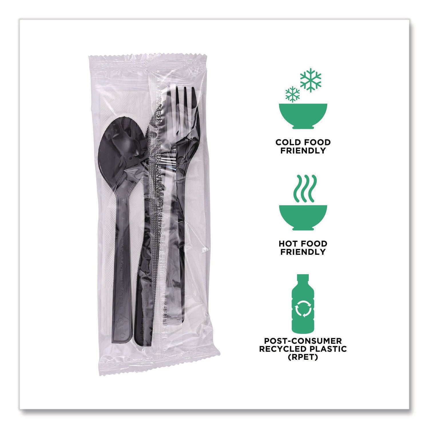 100% Recycled Content Cutlery Kit - 6", 250/Carton