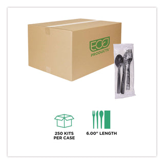 100% Recycled Content Cutlery Kit - 6", 250/Carton