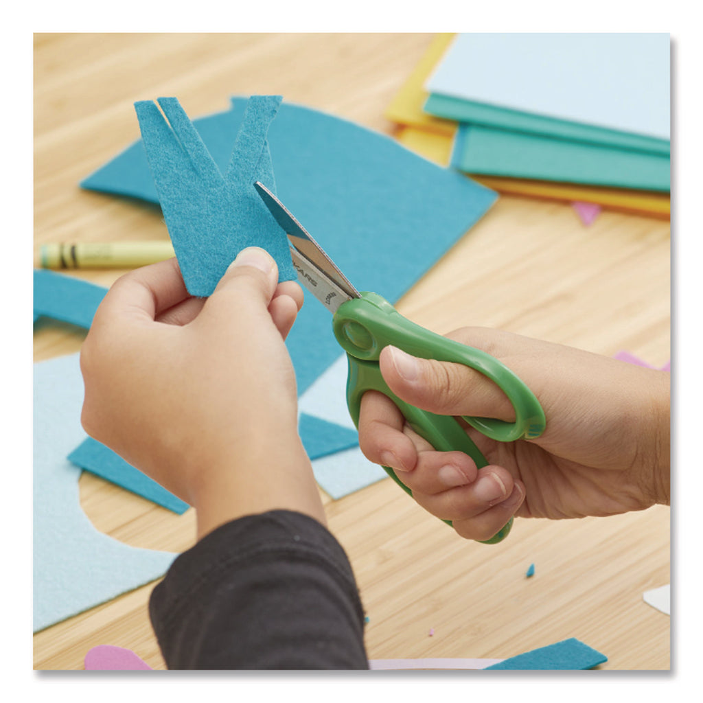 Fiskars 5" Blunt-tip Kids Scissors - Safety Edge Blade - Blunted Tip - Green, Turquoise, Blue, Red - 12 / Pack
