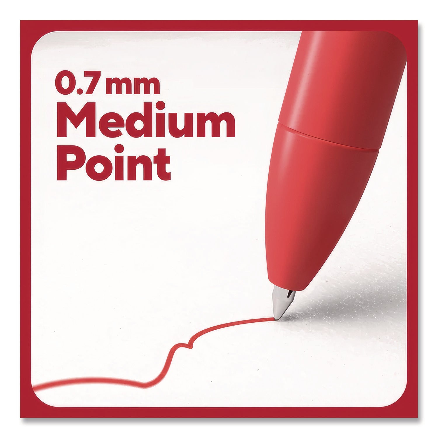 Quick Dry Gel Pen, Retractable, Medium 0.7 mm, Red Ink, Red Barrel, Dozen