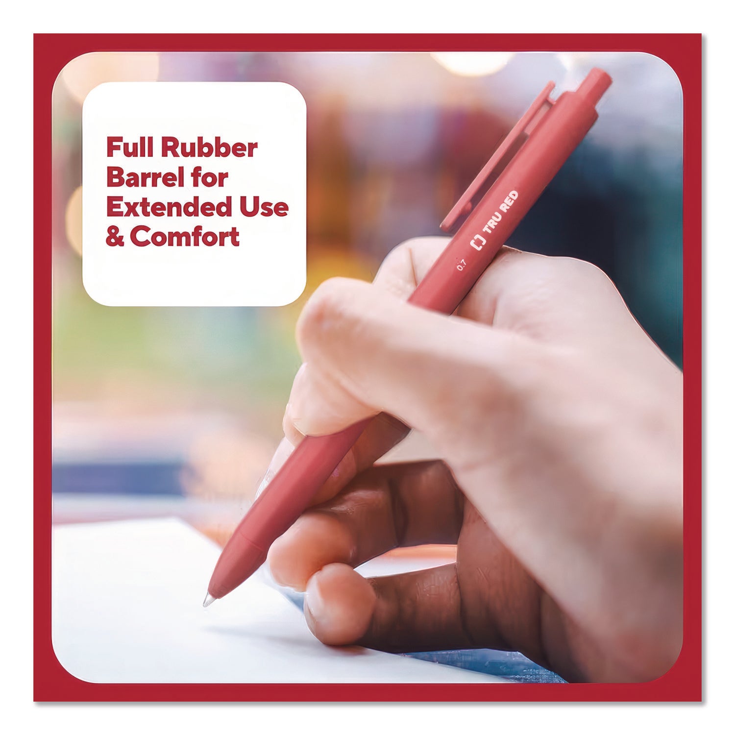 Quick Dry Gel Pen, Retractable, Medium 0.7 mm, Red Ink, Red Barrel, Dozen