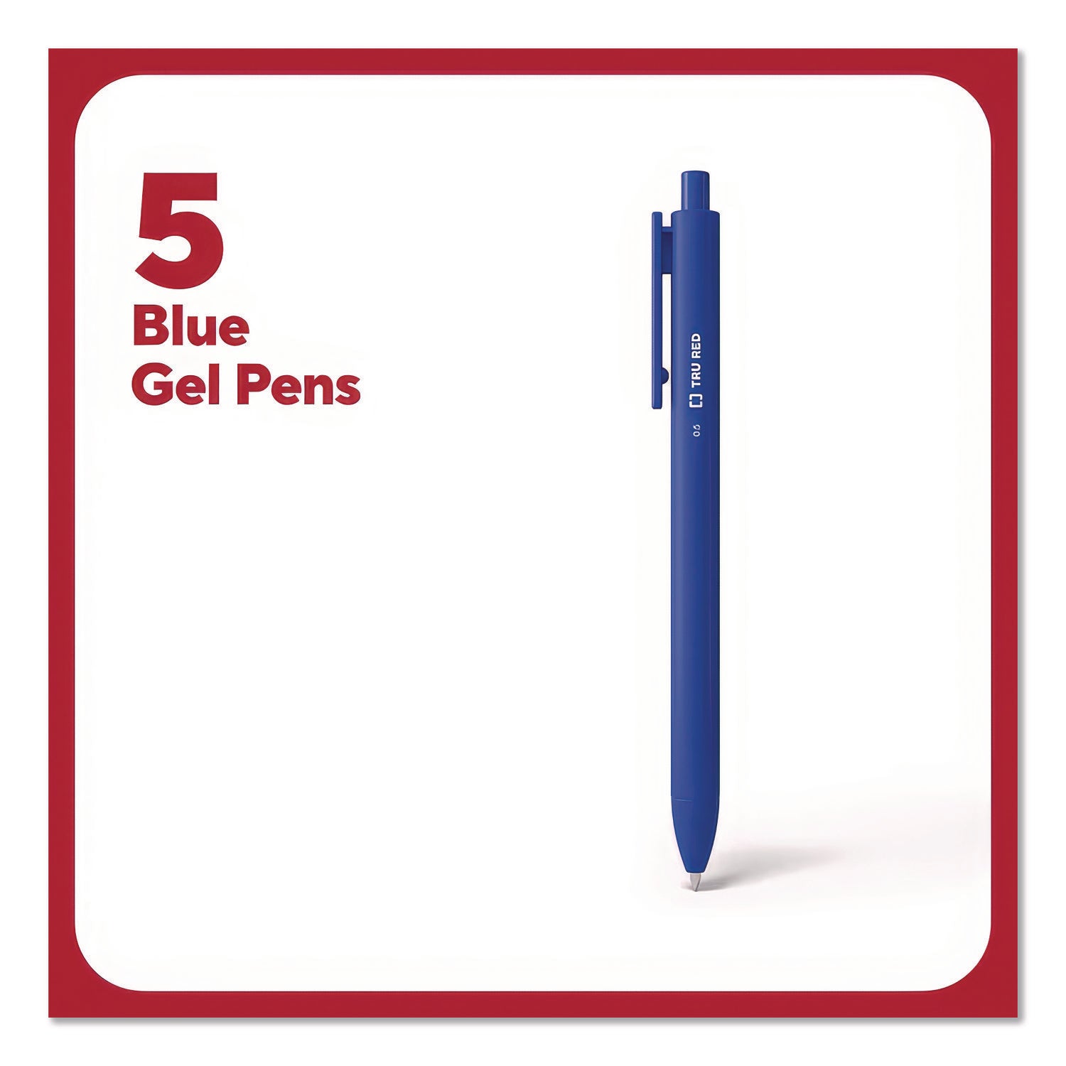 Quick Dry Gel Pen, Retractable, Fine 0.5 mm, Blue Ink, Blue Barrel, 5/Pack