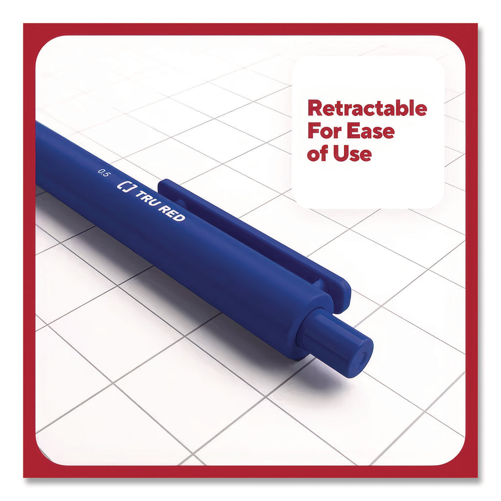 Quick Dry Gel Pen, Retractable, Fine 0.5 mm, Blue Ink, Blue Barrel, 5/Pack