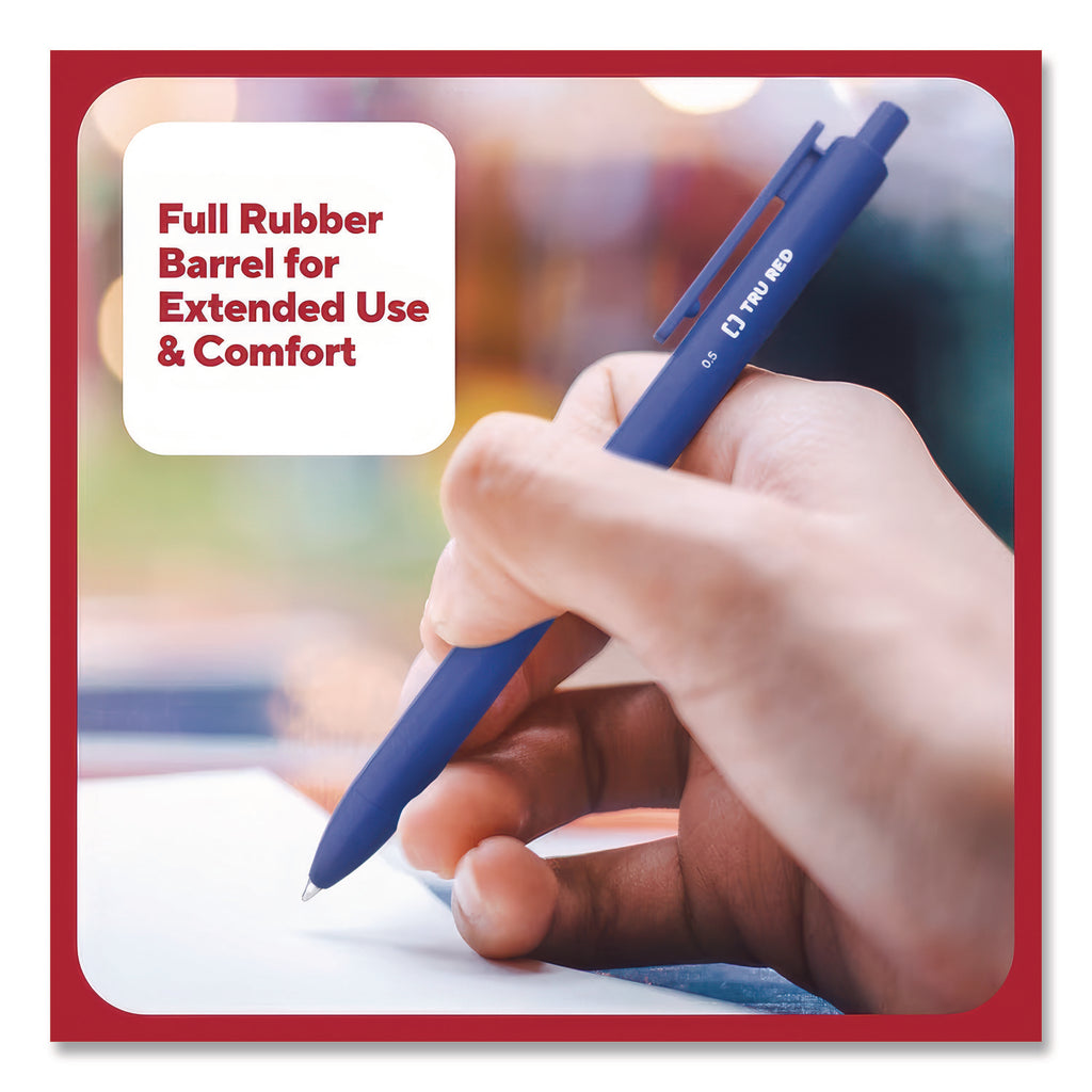Quick Dry Gel Pen, Retractable, Fine 0.5 mm, Blue Ink, Blue Barrel, 5/Pack