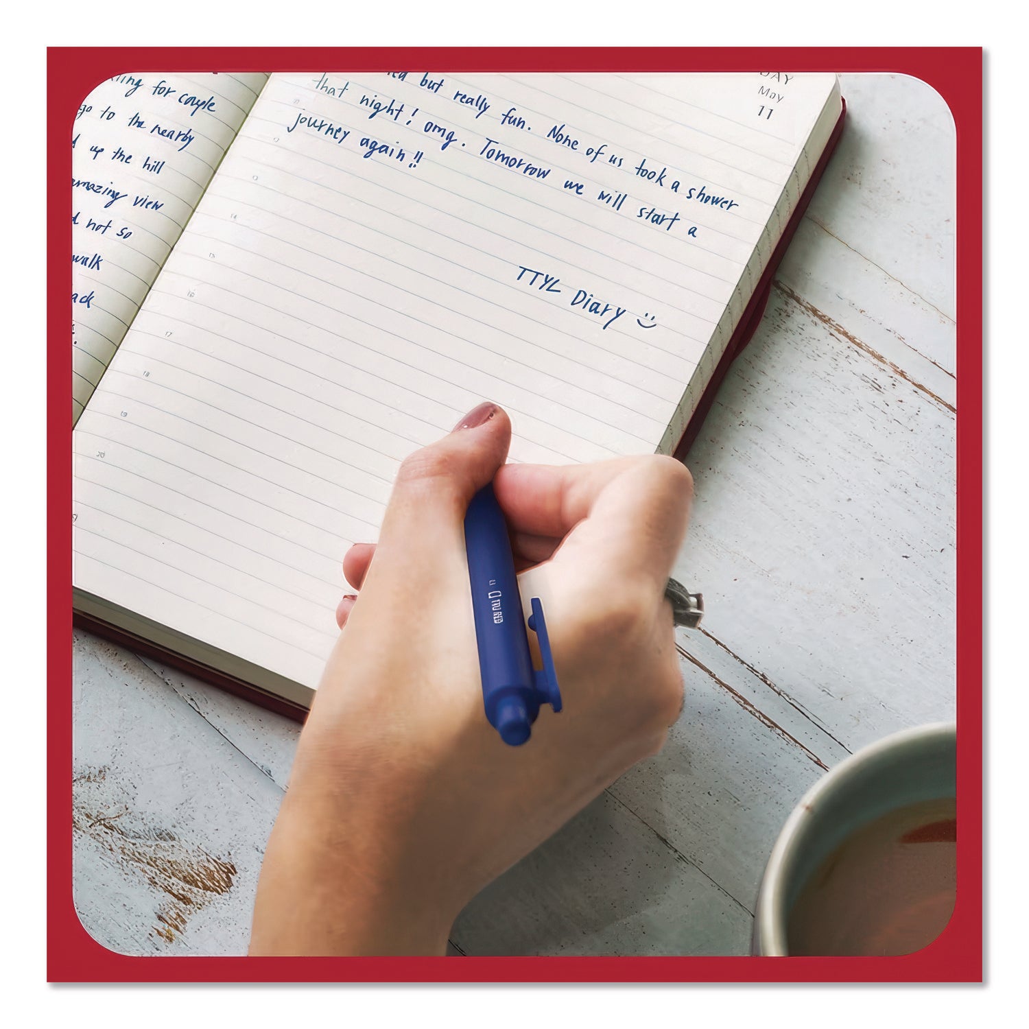 Quick Dry Gel Pen, Retractable, Fine 0.5 mm, Blue Ink, Blue Barrel, 5/Pack