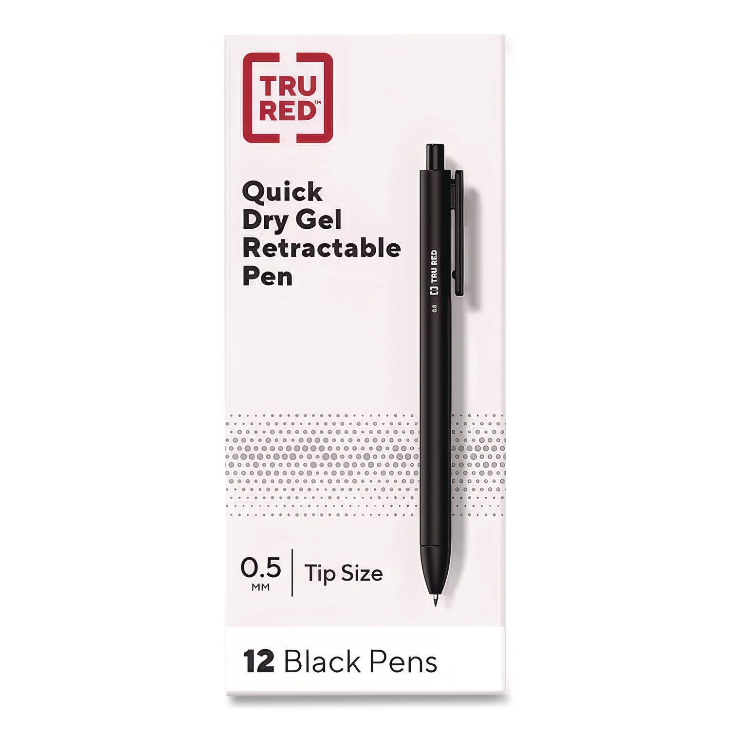 Quick Dry Gel Pen, Retractable, Fine 0.5 mm, Black Ink, Black Barrel, Dozen