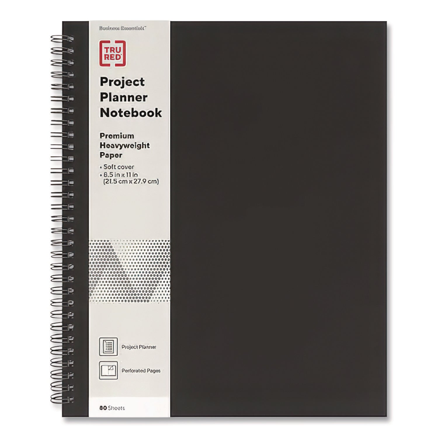 Wirebound Soft-Cover Project-Planning Notebook, 1-Subject, Project-Management Format, Black Cover, (80) 11 x 8.5 Sheets