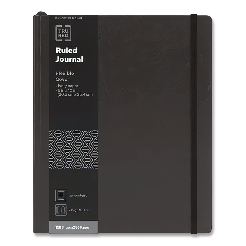 Flexible-Cover Business Journal, 1-Subject, Narrow Rule, Black Cover, (128) 10 x 8 Sheets