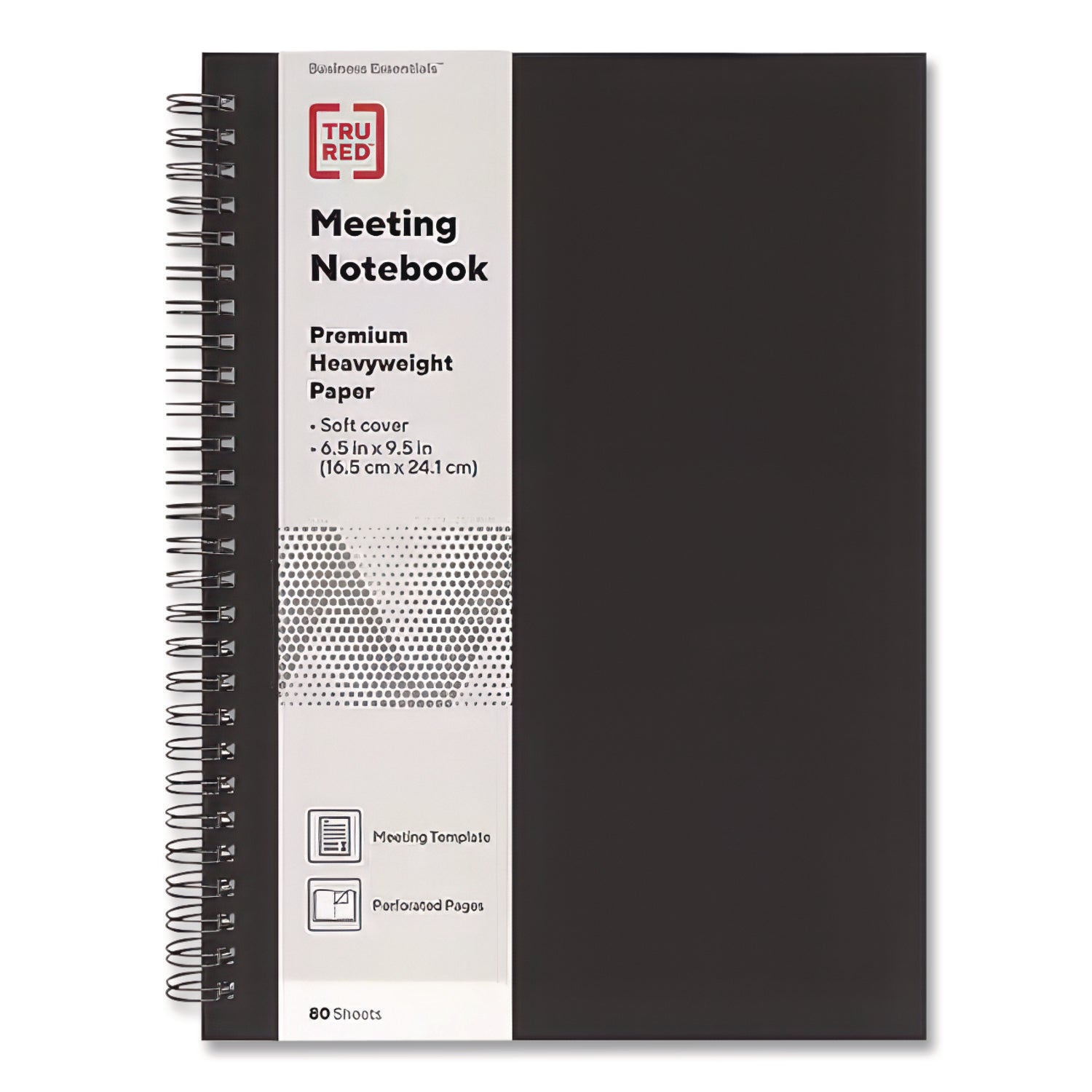 Wirebound Soft-Cover Business-Meeting Journal, 1 Subject, Meeting-Minutes/Notes Format, Black Cover, 9.5 x 6.5, 80 Sheets