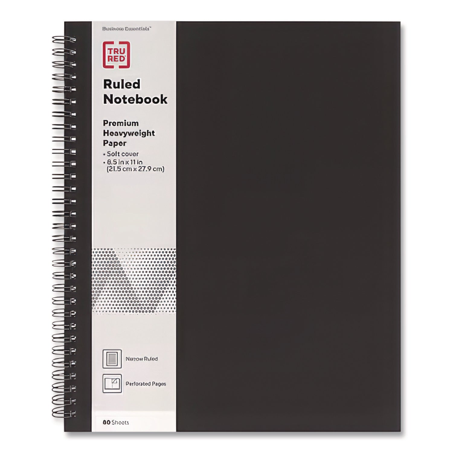 Wirebound Soft-Cover Notebook, 1-Subject, Narrow Rule, Black Cover, (80) 11 x 8.5 Sheets