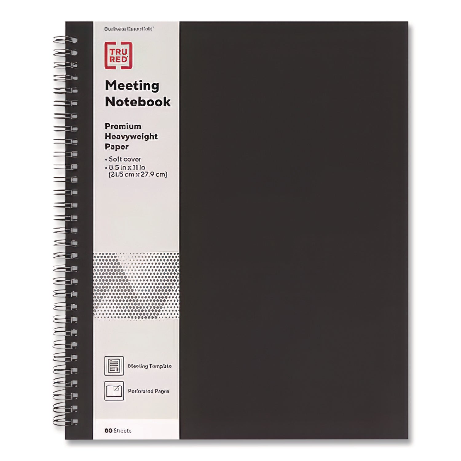 Wirebound Soft-Cover Business-Meeting Journal, 1-Subject, Meeting-Minutes/Notes Format, Black Cover, (80) 11 x 8.5 Sheets