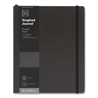 Flexible-Cover Business Journal, 1-Subject, Quadrille Rule, Black Cover, (128) 10 x 8 Sheets