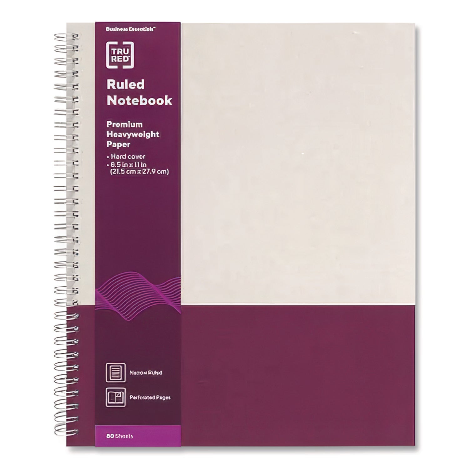 Wirebound Hardcover Notebook, 1-Subject, Narrow Rule, Gray/Purple Cover, (80) 11 x 8.5 Sheets