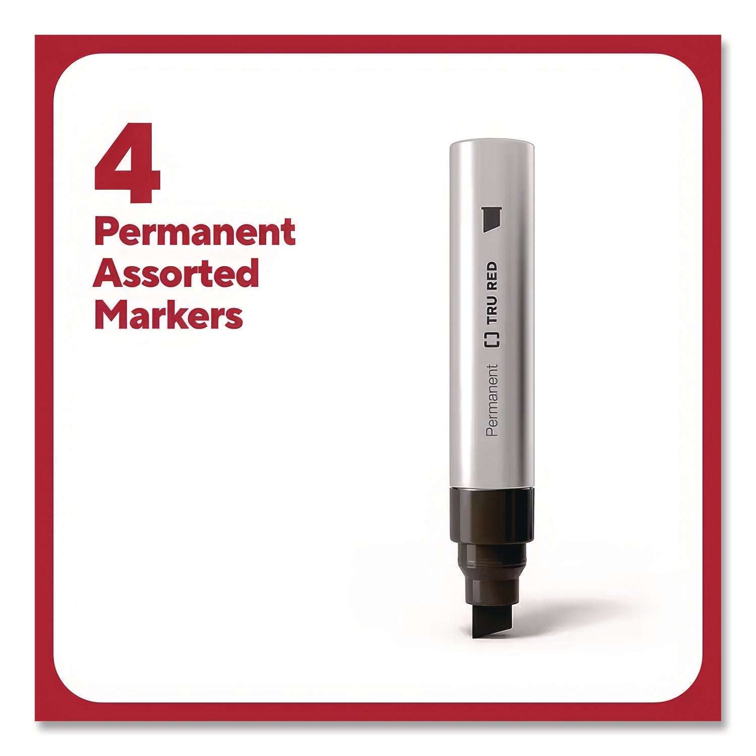 XL Permanent Marker, Extra-Broad Chisel Tip, Assorted Colors, 4/Pack