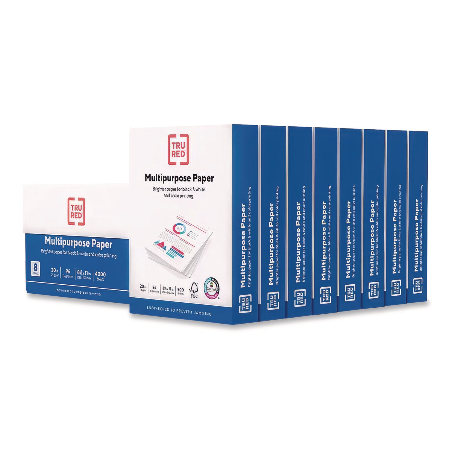 Color Printer Paper, 96 Bright, 20 lb Bond Weight, 8.5 x 11, 500 Sheets/Ream, 8 Reams/Carton