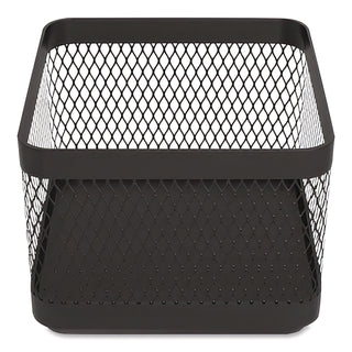 Small Stackable Wire Mesh Accessory Holder, 3.46 x 3.46 x 2.75, Black