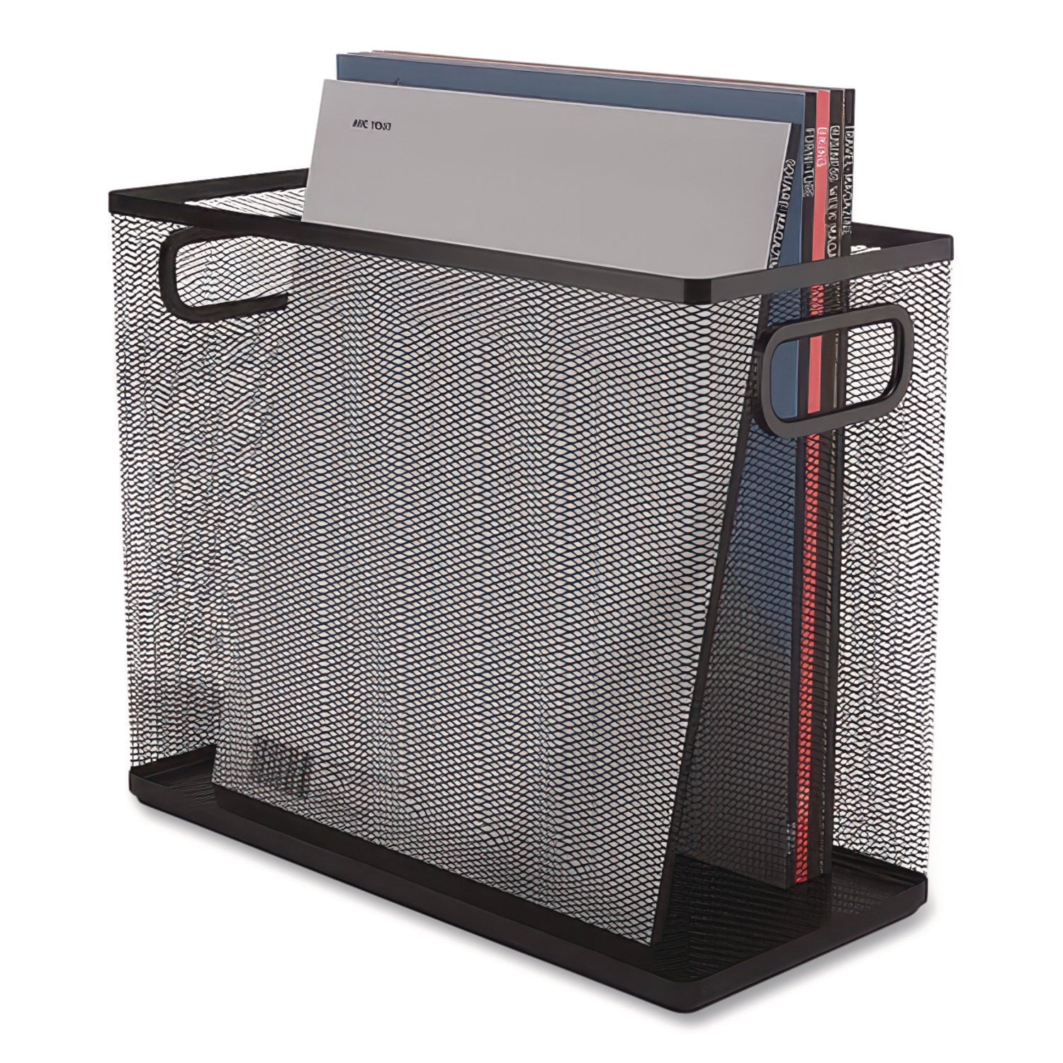 Wire Mesh Box-Style Vertical Document Organizer, 1 Section, Letter-Size, 5.79 x 12.4 x 10.16, Matte Black