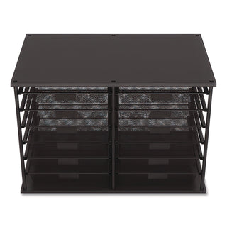 Front-Load Enclosed Wire Mesh Horizontal Document Organizer, 12 Sections, Legal-Size, 24.65 x 15.59 x 16.3, Matte Black