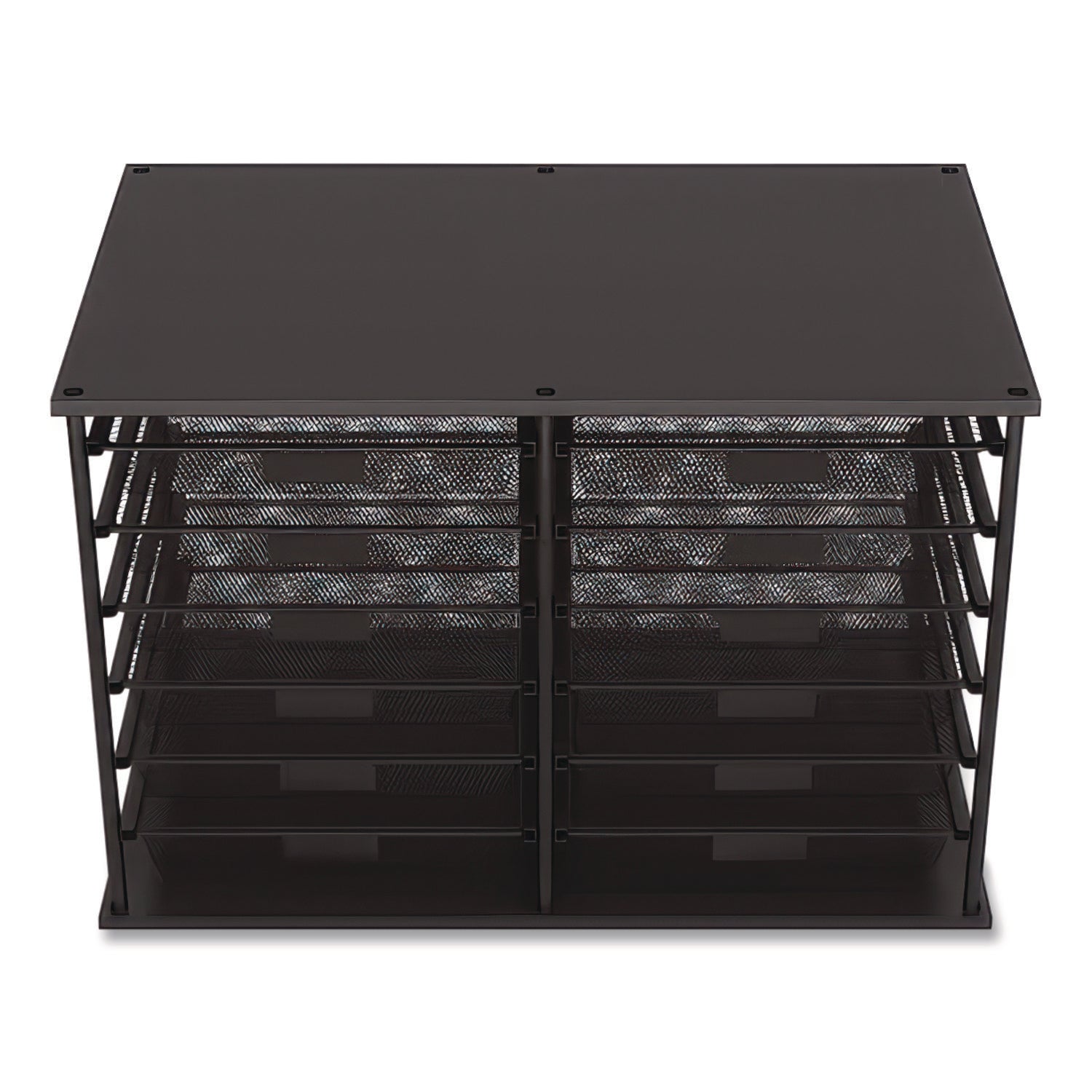 Front-Load Enclosed Wire Mesh Horizontal Document Organizer, 12 Sections, Legal-Size, 24.65 x 15.59 x 16.3, Matte Black