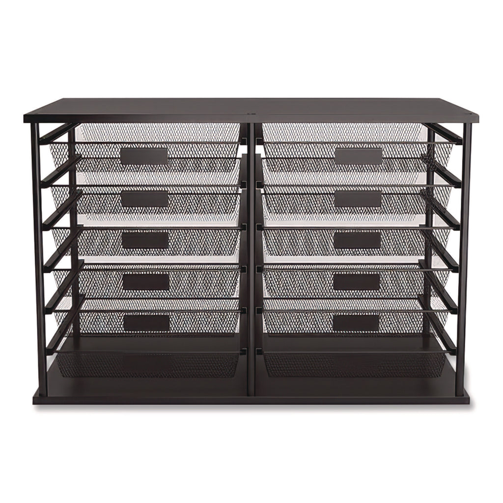 Front-Load Enclosed Wire Mesh Horizontal Document Organizer, 12 Sections, Legal-Size, 24.65 x 15.59 x 16.3, Matte Black