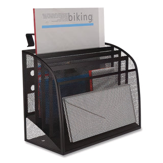 Wire Mesh Incline Sorter, Enclosed Design, 4 Sections, Letter-Size, 12.99 x 6.49 x 10.15, Matte Black