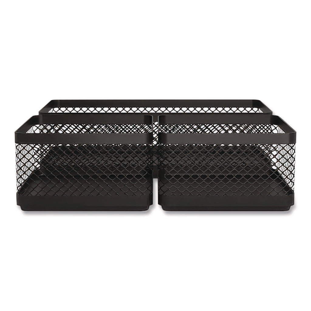 Three Compartment Stackable Wire Mesh Desk Organizer, 8.46 x 4.92 x 4.33, Black