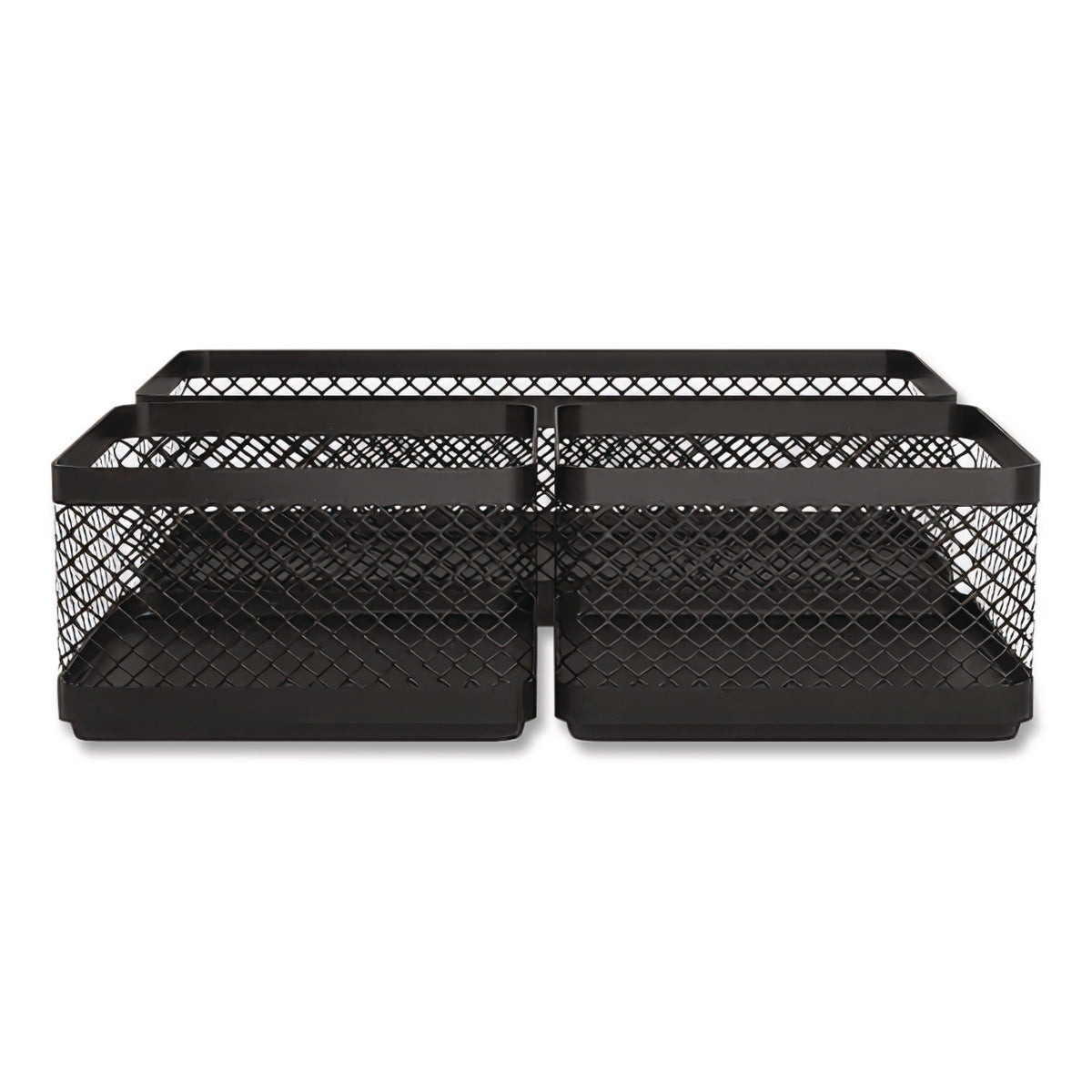 Three Compartment Stackable Wire Mesh Desk Organizer, 8.46 x 4.92 x 4.33, Black