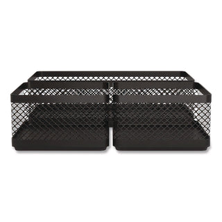 Three Compartment Stackable Wire Mesh Desk Organizer, 8.46 x 4.92 x 4.33, Black