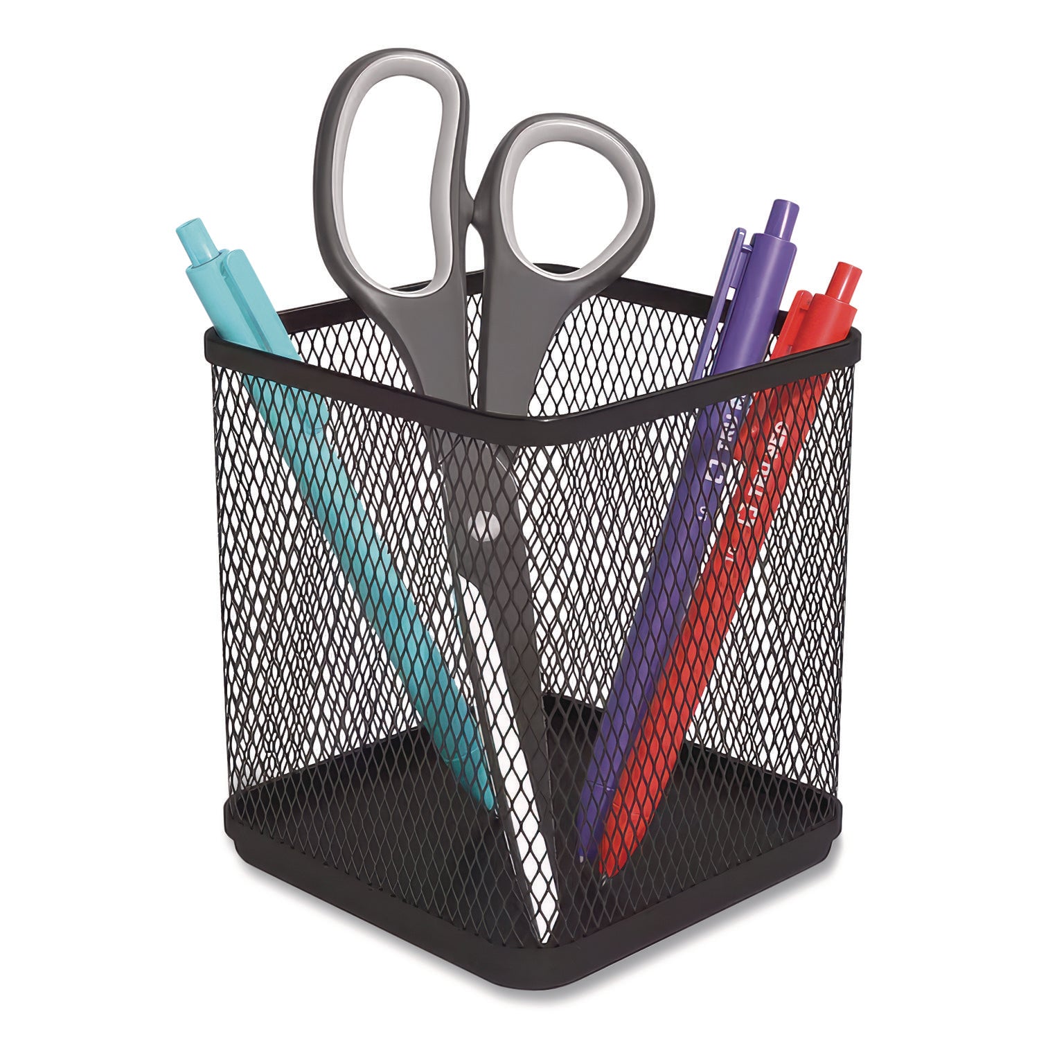 Wire Mesh Pencil Holder, 3.46 x 3.46 x 4.33, Black