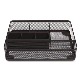 Mesh Drawer Organizer, Seven Compartment, 9.76 x 7.48 x 2.68, Black