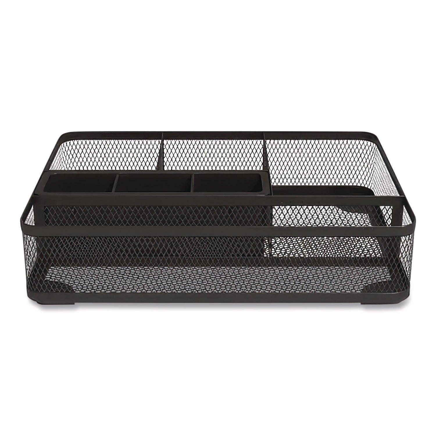 Mesh Drawer Organizer, Seven Compartment, 9.76 x 7.48 x 2.68, Black
