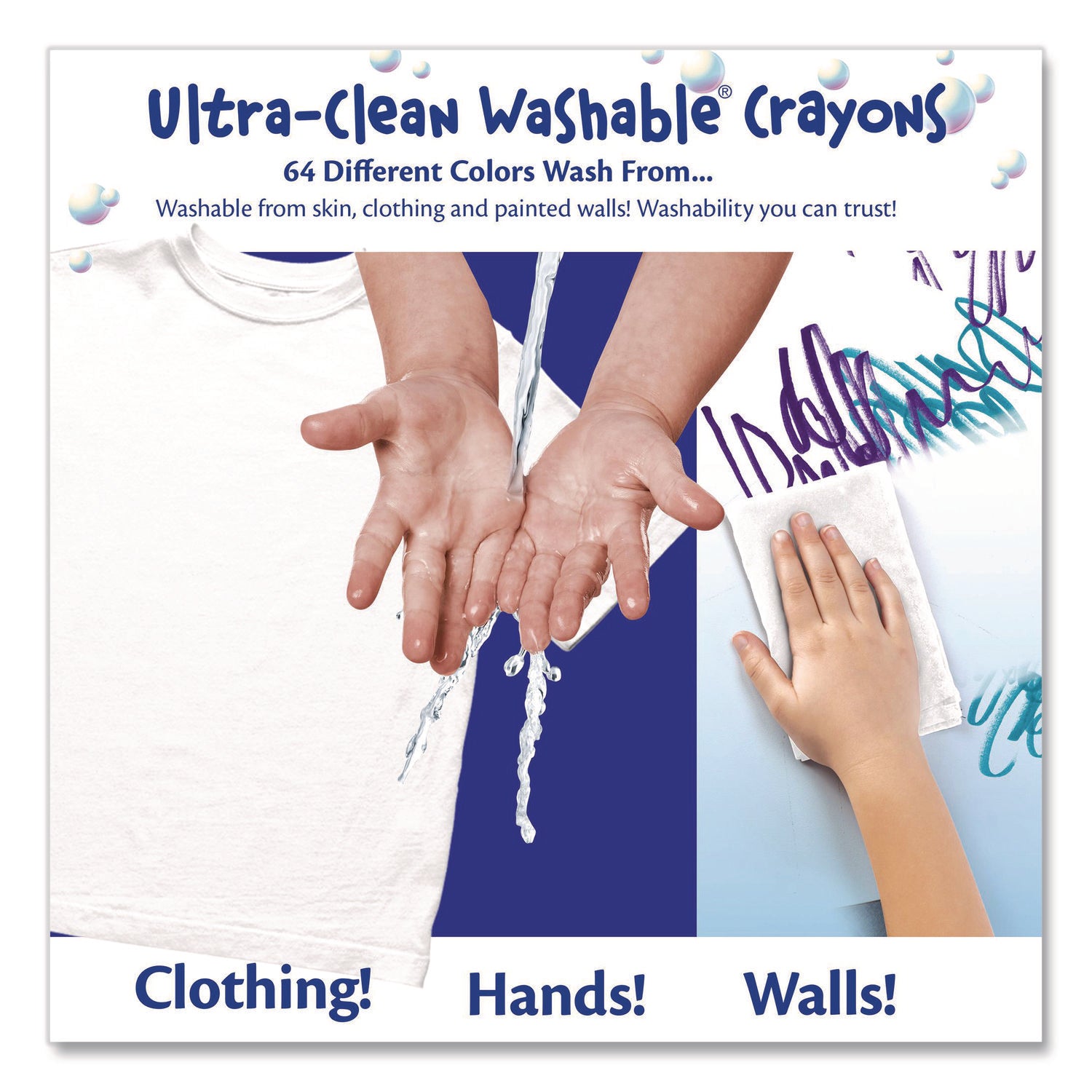 Ultra-Clean Washable Crayons, Large, Assorted, 16/Box