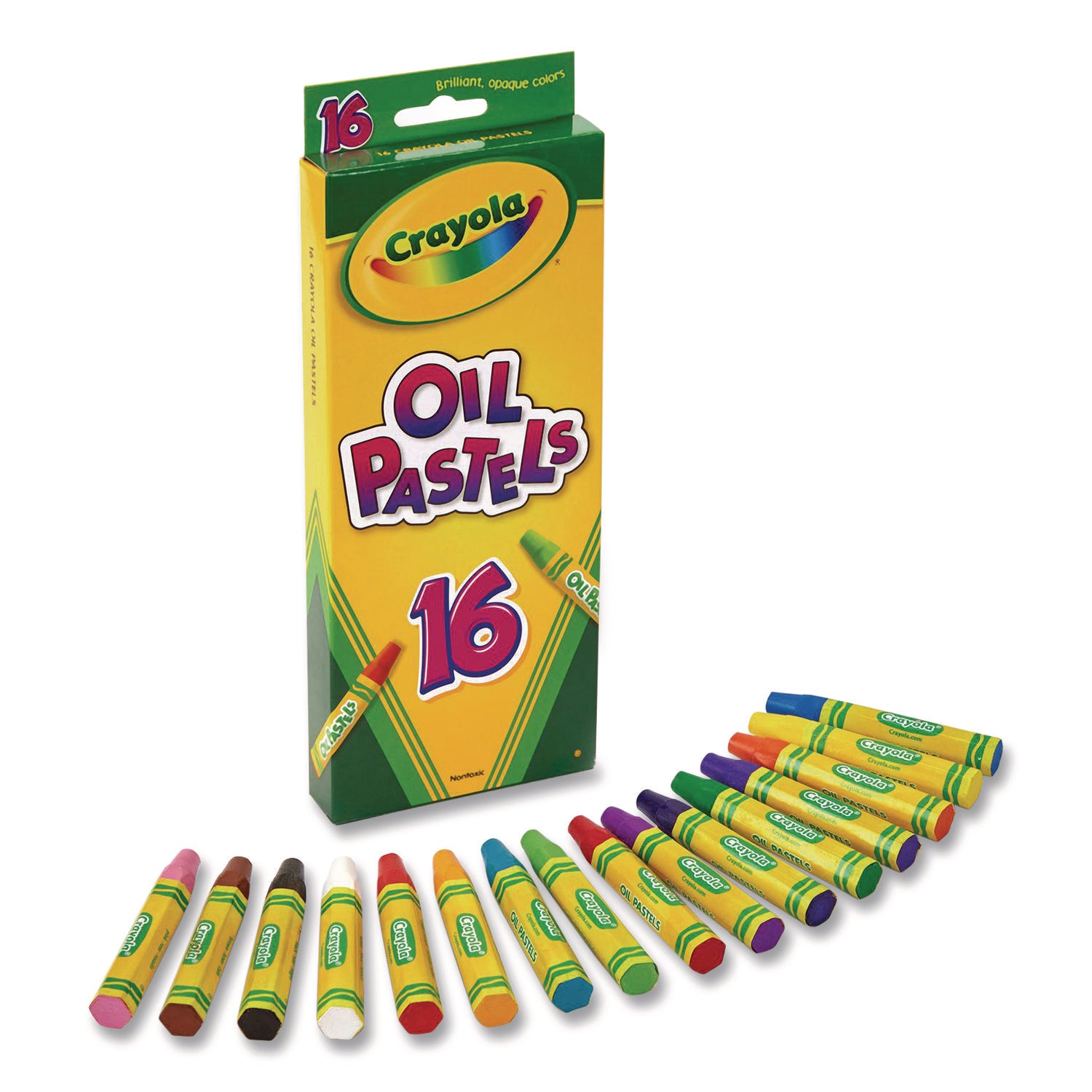 Crayola Opaque Colors Oil Pastels - Assorted, Red Orange, Red-violet, Violet, White, Yellow Green, Yellow-orange, Orange, Pink, Red, Green, ... - 16 / Set