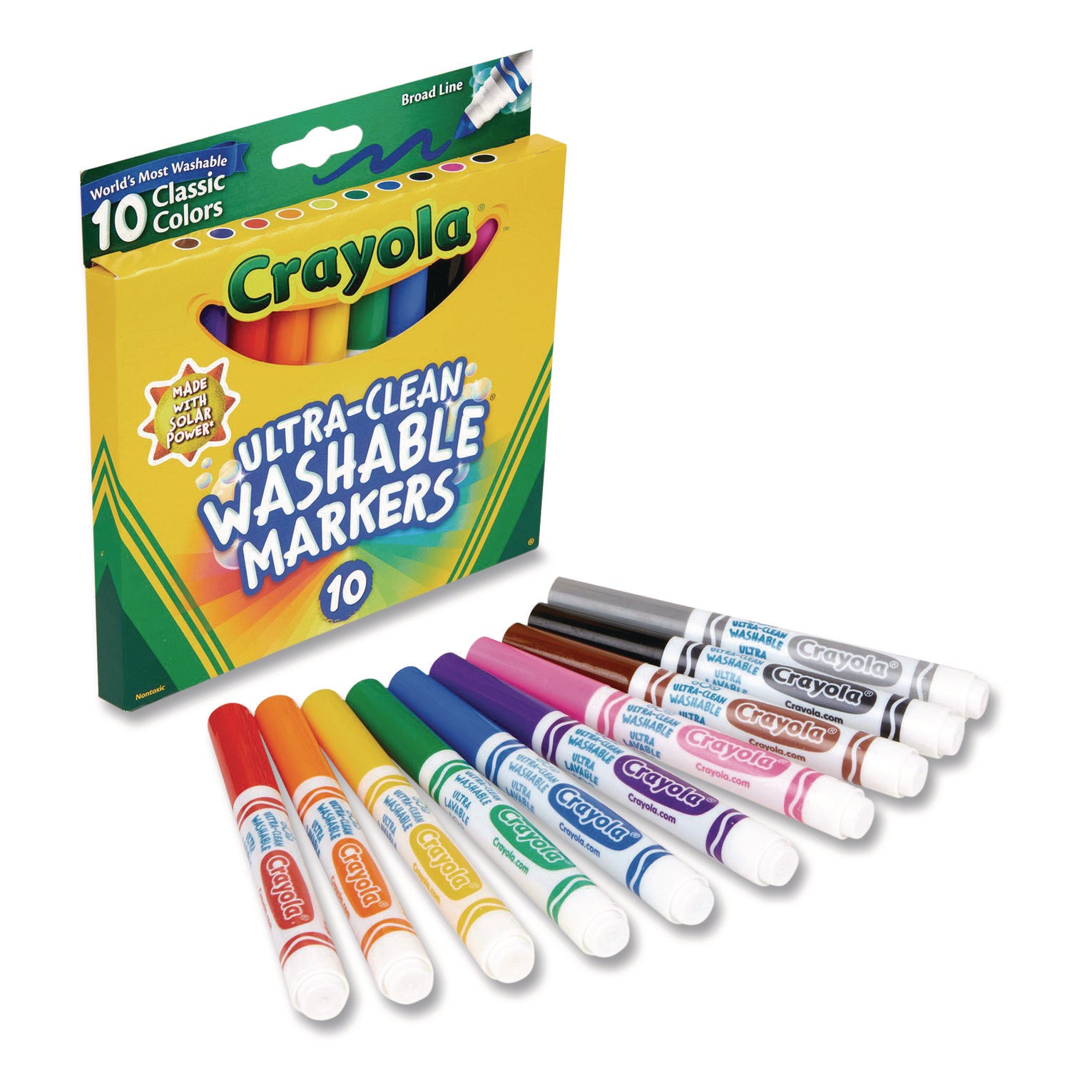 Ultra-Clean Washable Markers, Broad Bullet Tip, Assorted Colors, 10/Pack