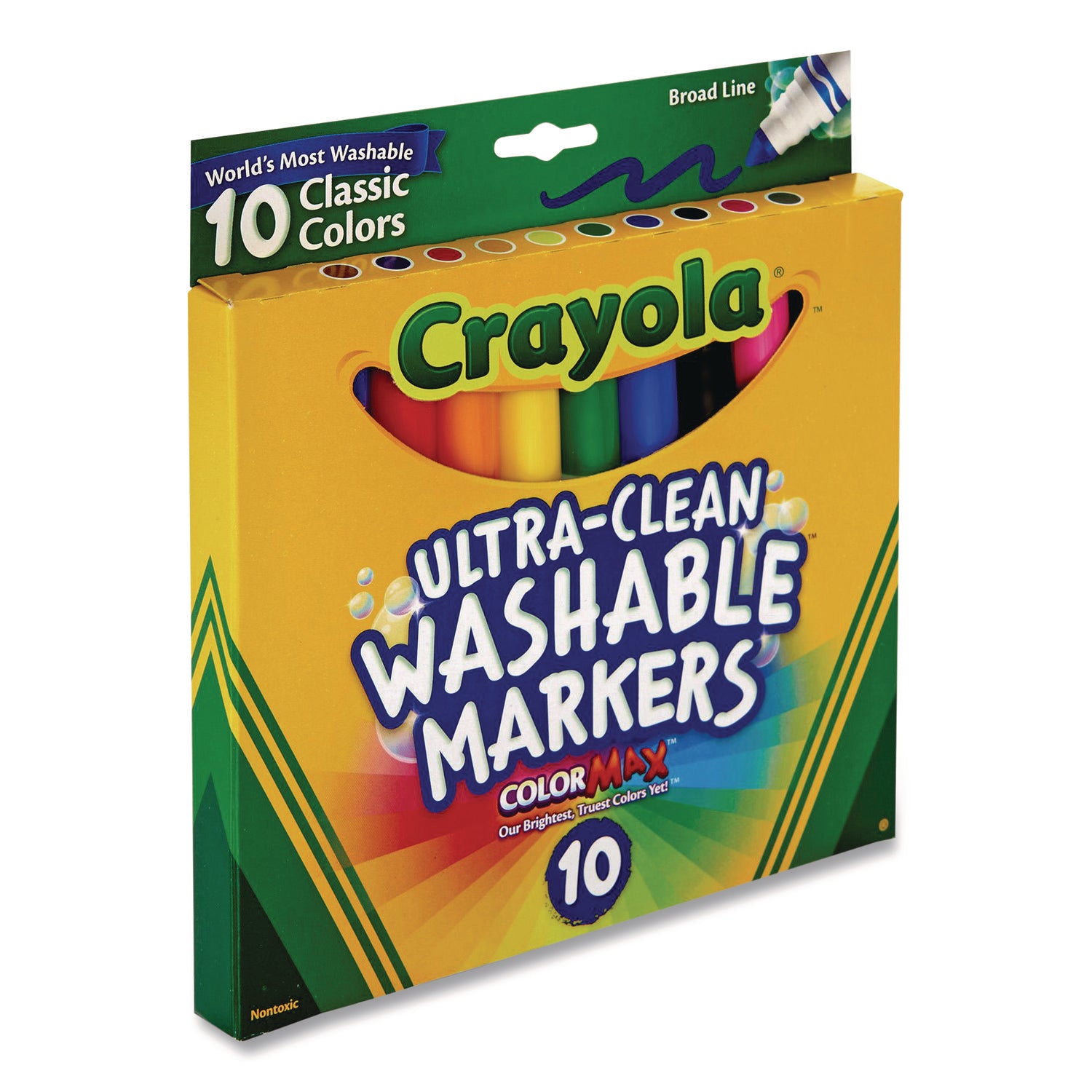 Ultra-Clean Washable Markers, Broad Bullet Tip, Assorted Colors, 10/Pack