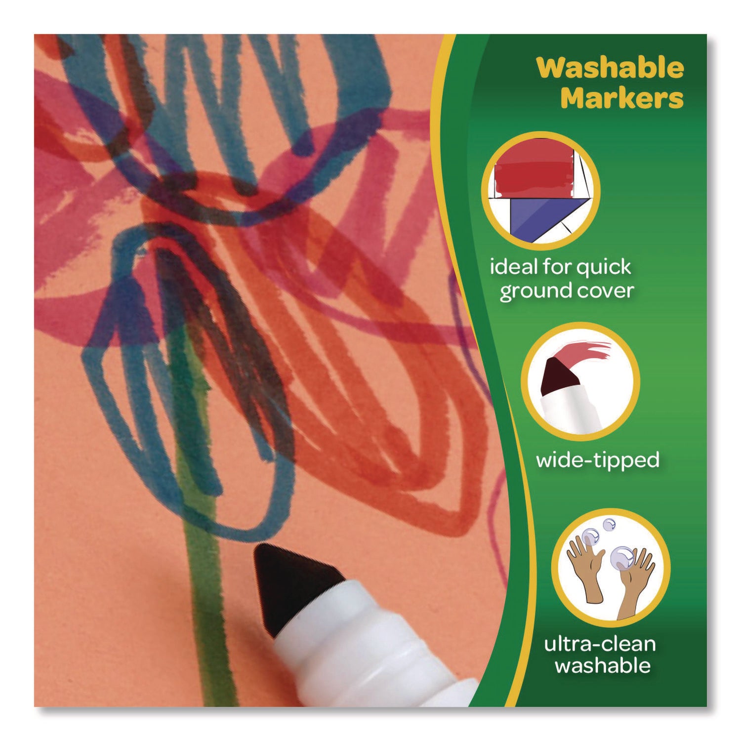 Ultra-Clean Washable Markers, Broad Bullet Tip, Assorted Colors, 10/Pack