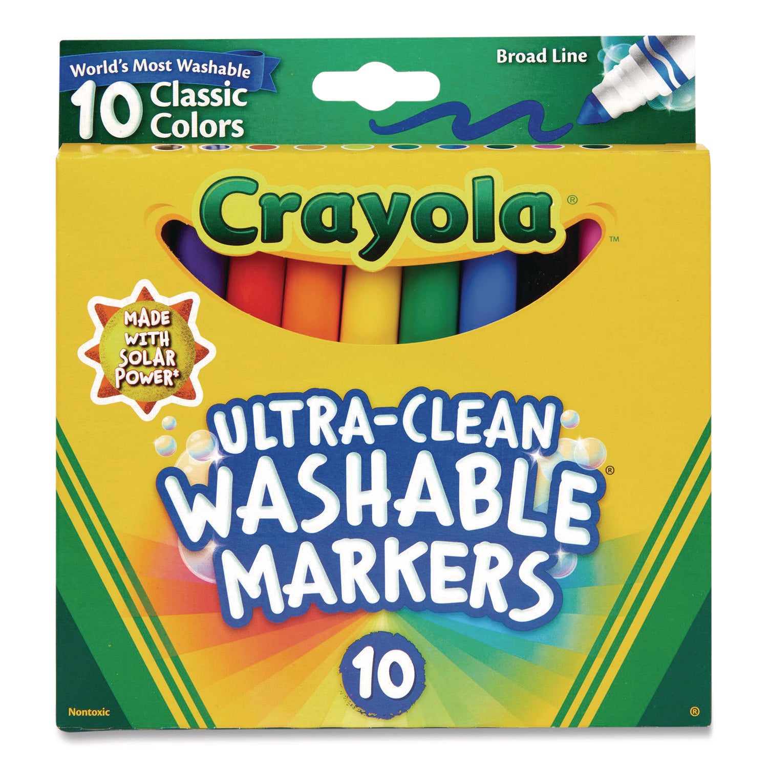 Ultra-Clean Washable Markers, Broad Bullet Tip, Assorted Colors, 10/Pack