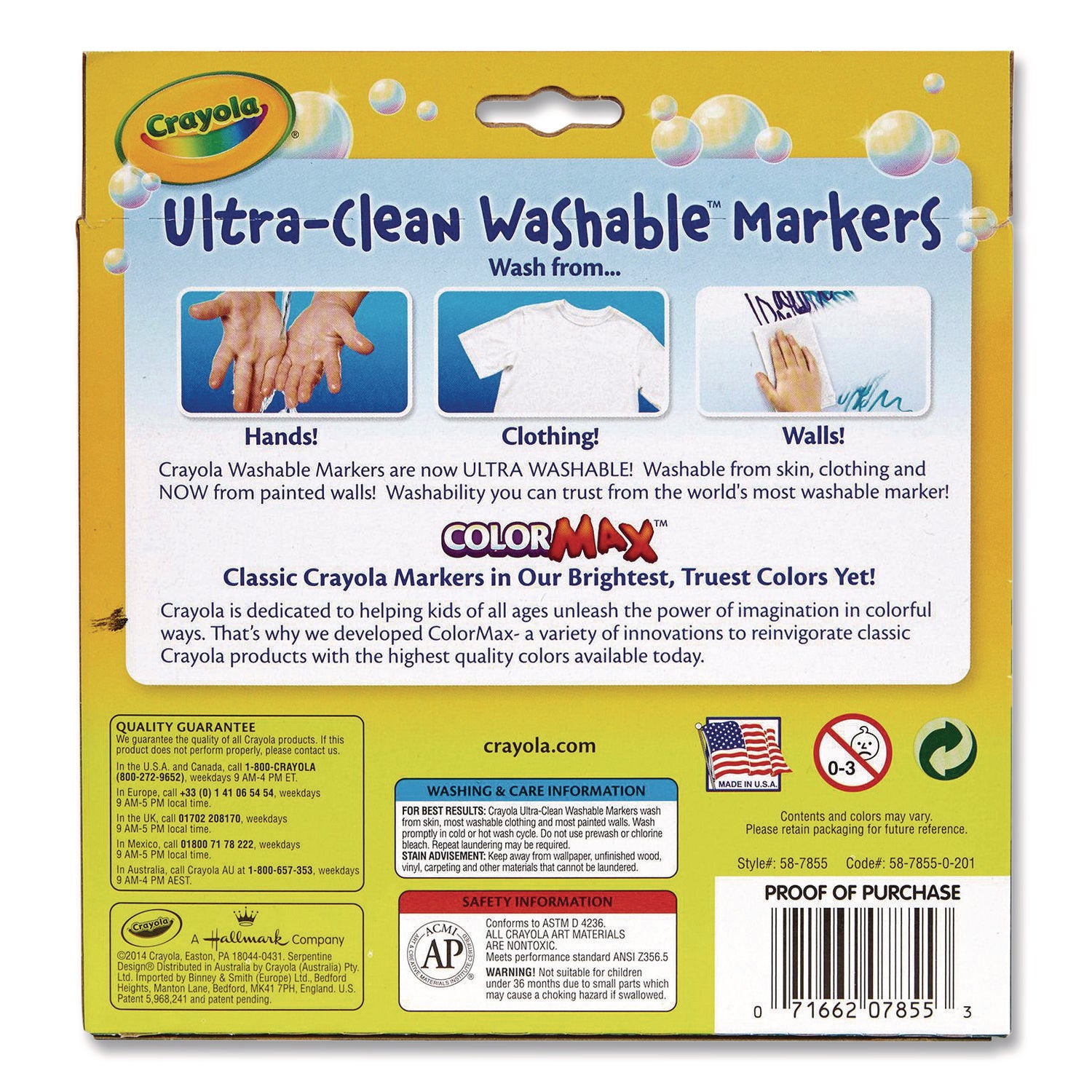 Ultra-Clean Washable Markers, Broad Bullet Tip, Assorted Colors, 10/Pack