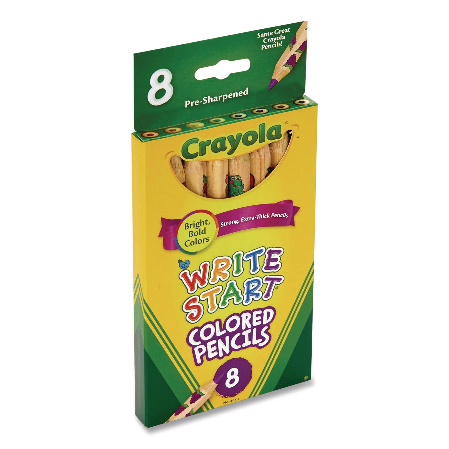 Write Start Colored Pencils, 5.33 mm, Assorted Lead and Barrel Colors, 8/Box