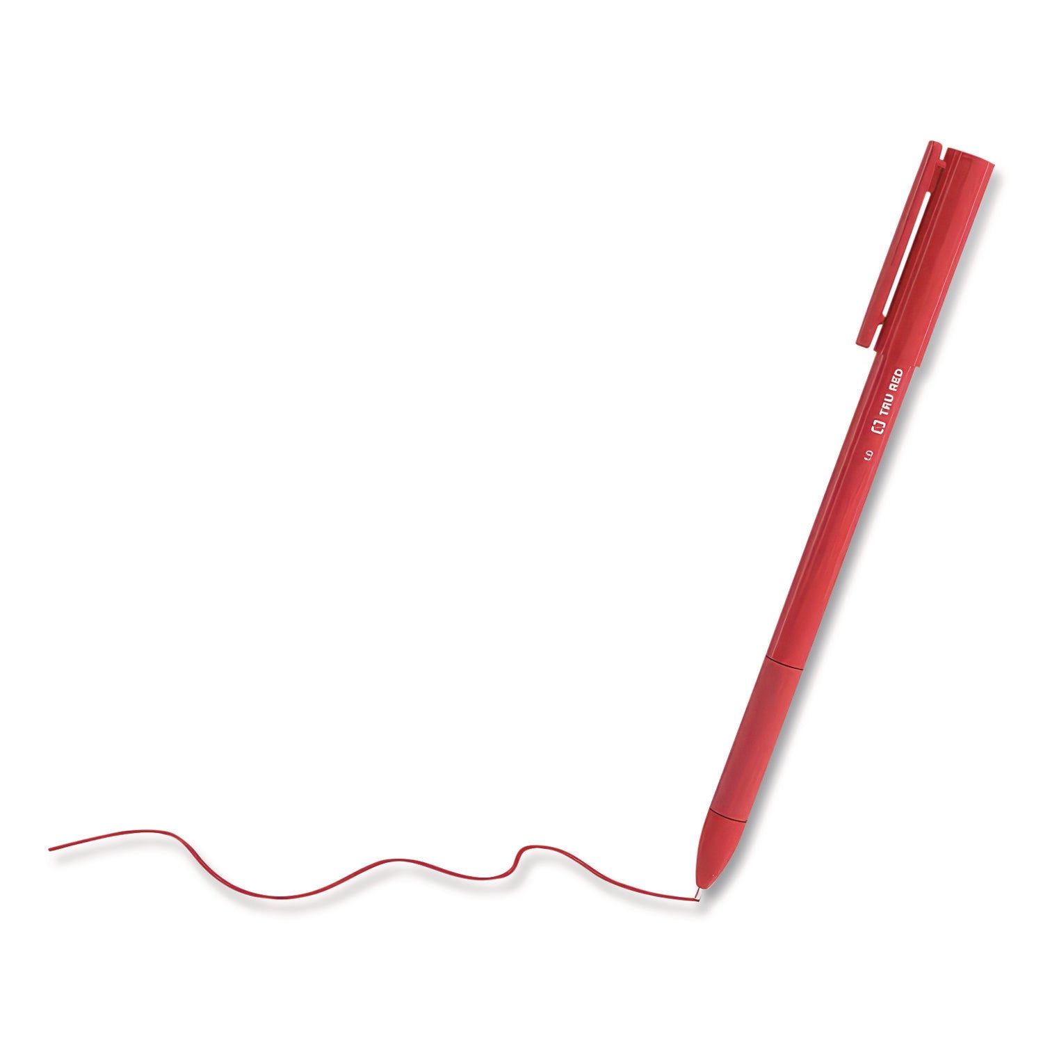 Gripped Ballpoint Pen, Stick, Medium 1 mm, Red Ink, Red Barrel, Dozen