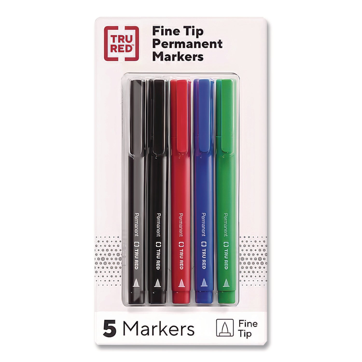 Permanent Marker, Pen-Style, Fine Bullet Tip, Assorted Colors, 5/Pack
